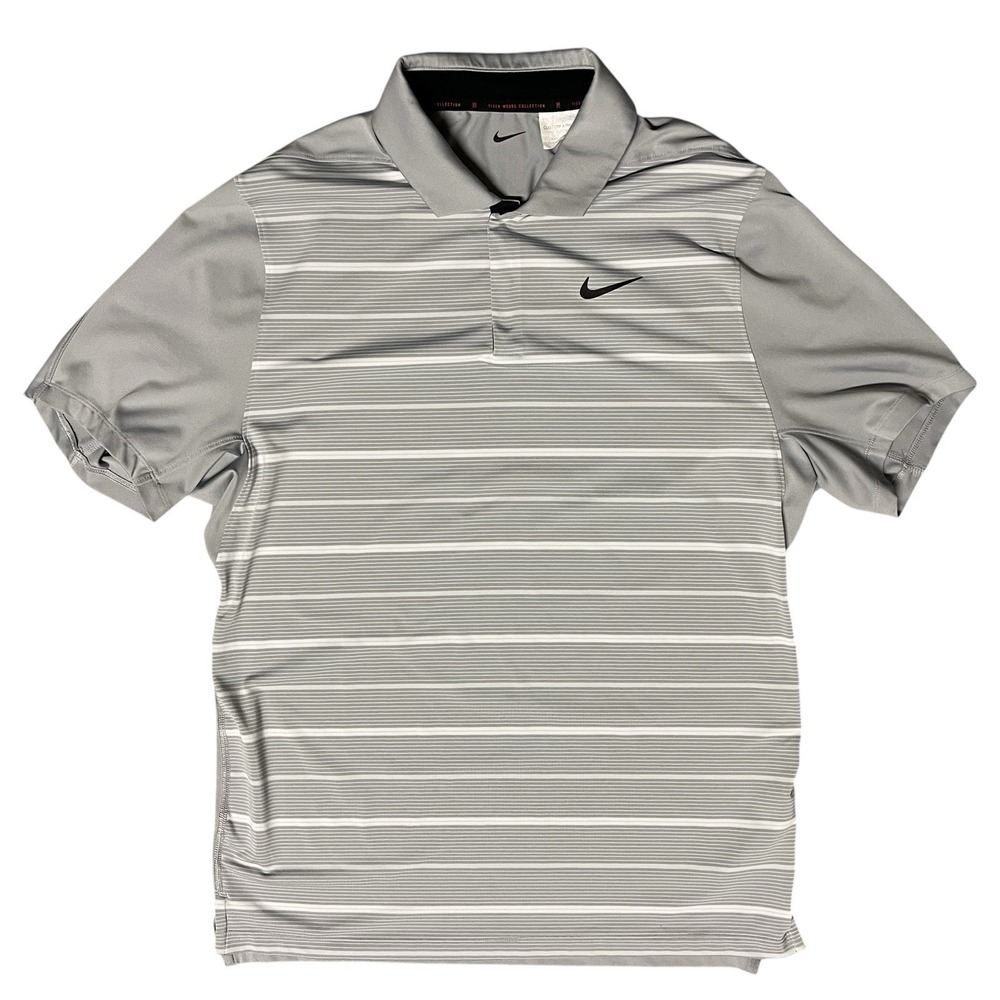 Nike Tiger Woods Custom Athlete TW Golf Polo DR5318-077 Photon Gray Stripe